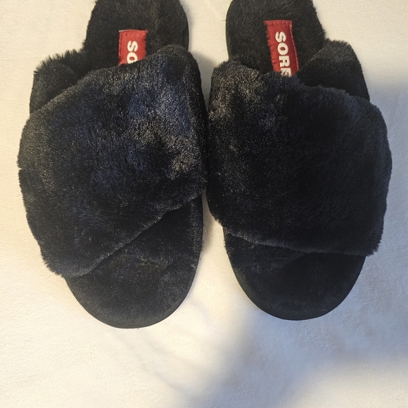 Sorel Mail Run Slippers Size 9 Black Plush - Picture 2 of 5